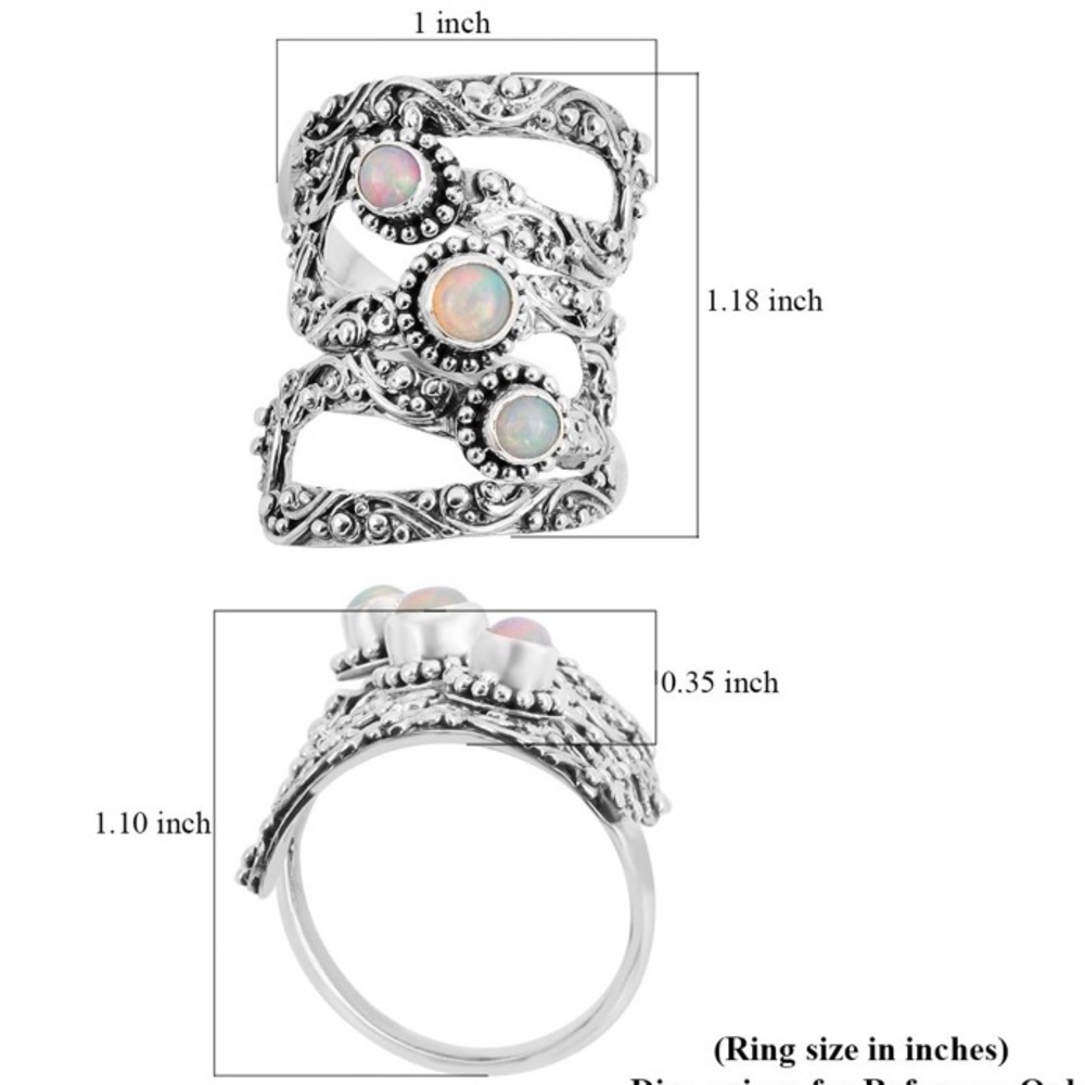 NWT Ethiopian Opal 3-Stone Ring in .925 Sterling Silver! Made in Bali! - Picture 5 of 13